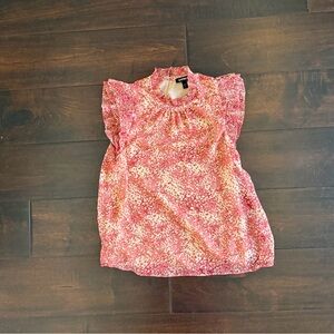 Express Pink and White Ruffle Blouse